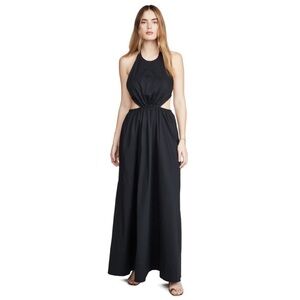 Staud Elegant Black Halter Maxi Dress